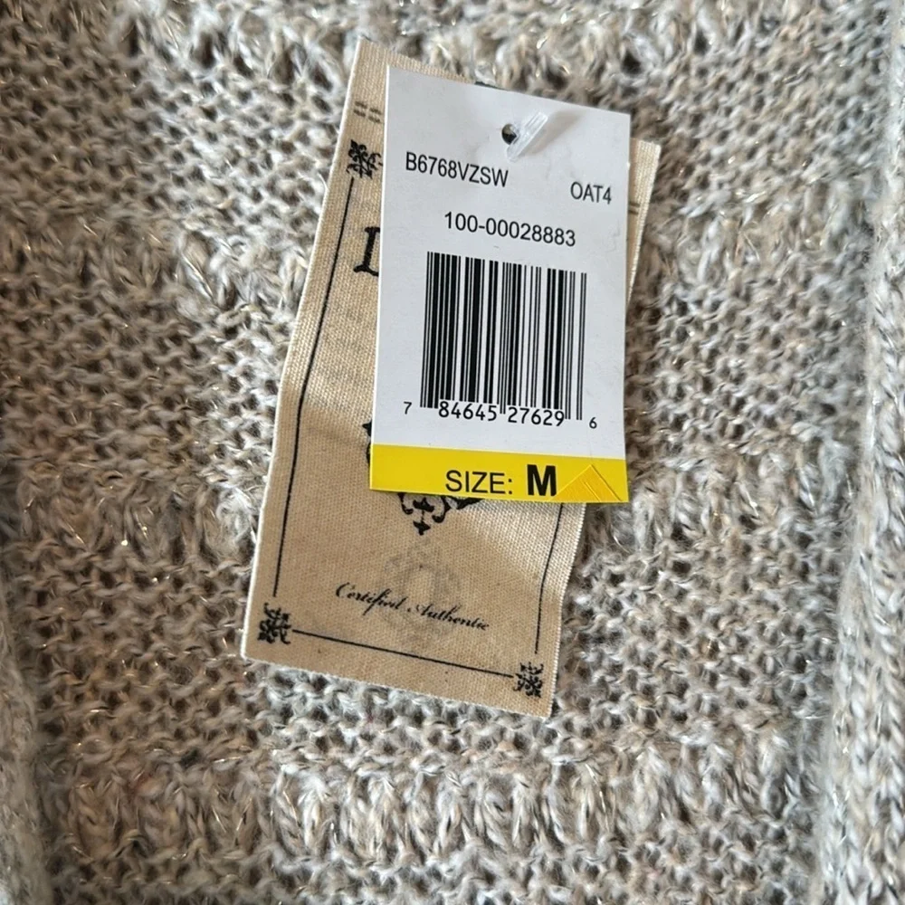 NWT Democracy Metallic Long Duster Cardigan Sweater Vest sleeveless belted Woven